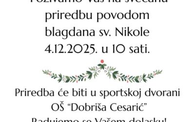 Pozivnica za priredbu povodom blagdana sv. Nikole