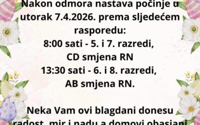 Obavijest o proljetnom odmoru